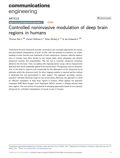 Controlled noninvasive modulation of deep brain regions in humans