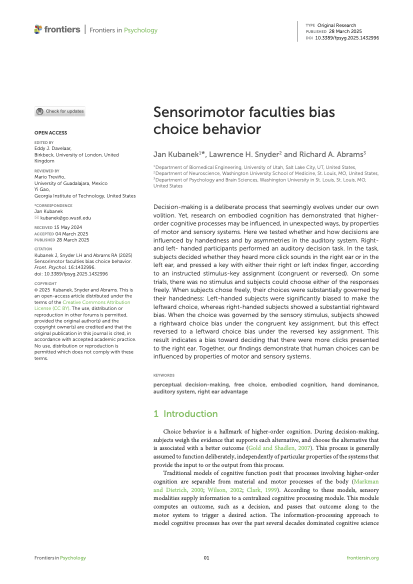 Sensorimotor faculties bias choice behavior.